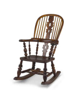 A Lancashire style elm and fruitwood high-back Windsor armchair, 19th century