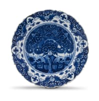 A Dutch Delft blue and white faience dish, 18th century