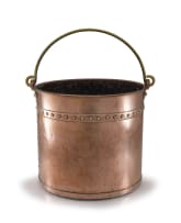 A Dutch copper and brass log bucket, 19th century