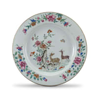 A Chinese famille-rose 'deer' plate, Qing Dynasty, Qianlong period, 1736-1795