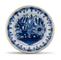 A Dutch Delft blue and white faience dish, 18th century