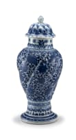 A Chinese blue and white vase and cover, Qing Dynasty, 18th century
