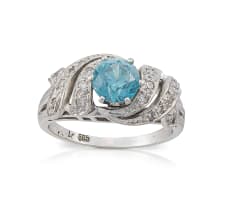 Zircon and diamond 14ct white gold dress ring