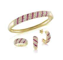 Ruby and diamond bracelet, ring and earrings demi-parure, Katz & Lourie Ltd, Johannesburg