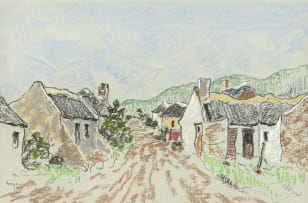 Conrad Theys; Street Scene with Houses; House and Trees, two