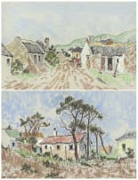 Conrad Theys; Street Scene with Houses; House and Trees, two