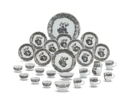 A Chinese Export Armorial en grisaille part tea service, Qing Dynasty, Qianlong period, 1736-1795