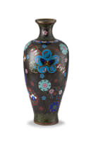 A pair of Japanese cloisonné enamel vases, Meiji period, 1868-1912