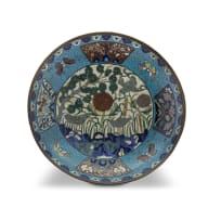 A Japanese cloisonné enamel dish, for the Middle-Eastern market, 19th century