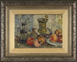 Gregoire Boonzaier; Still Life with Pestle, Mortar and Fruit