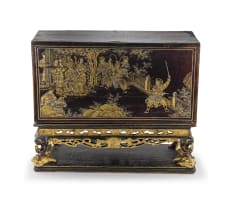 A Straits Chinese giltwood and lacquer covered altar box, Qing Dynasty, 19th century