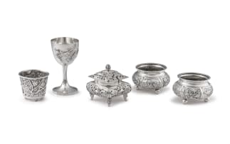 Two Chinese silver salts, possibly Wang Hing & Company, Canton & Shanghai, circa 1854-1941