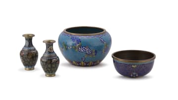 A pair of Chinese cloisonné enamel vases, 20th century