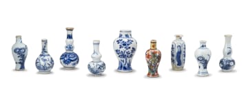 A collection of eight Chinese blue and white miniature vases, Qing Dynasty, 18th/19th century