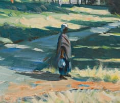 Sydney Carter; Blue Gums and Solitary Figure, Old Pretoria Road