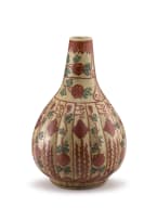 A Persian painted earthenware bottle vase, 19th century