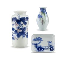 A Japanese blue and white vase, early 20th century