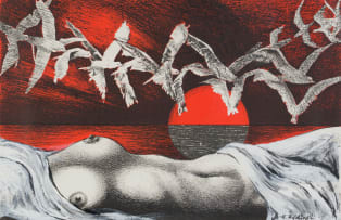 Armando Baldinelli; Reclining Nude and Seagulls