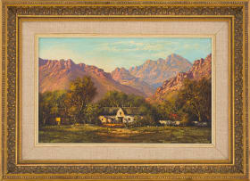 Tinus de Jongh; Landscape with House and Mountains