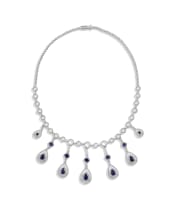 Sapphire and diamond 18ct white gold necklace