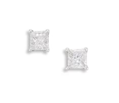 Pair of diamond and silver earrings