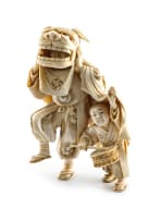 A Japanese ivory figural group, Meiji period, 1868-1912