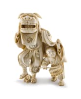 A Japanese ivory figural group, Meiji period, 1868-1912