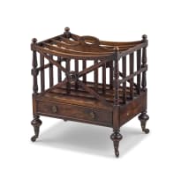 A George III style mahogany and rosewood canterbury, 19th century