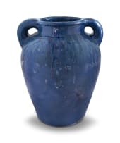 An impressive Ceramic Studio mottled blue-glazed two-handled vase, 1929