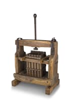 A French oak and metal-mounted wine press, 19th century