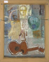 Simon Stone; Interior Scene with Nude and a Man, recto; Portraits with Guitar, verso