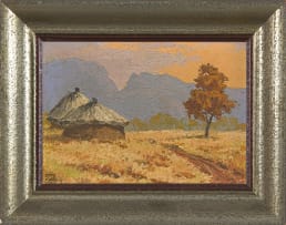 Otto Klar; Landscape with Huts, two