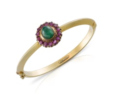 Victorian emerald and amethyst gold bangle, John Brogden