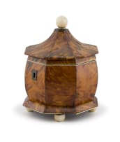 A Regency tortoiseshell and ivory tea caddy