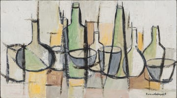 Pieter van der Westhuizen; Still Life with Bottles and Glasses