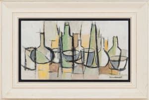 Pieter van der Westhuizen; Still Life with Bottles and Glasses