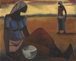 Maurice van Essche; Two Figures in an Arid Landscape
