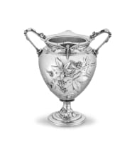 A silver-plated two-handled vase, late 19th/early 20th century