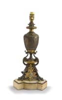 A French gilt-metal and alabaster lamp base, 19th century