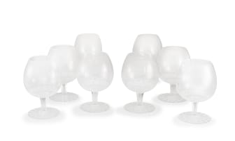 A set of eight Webb clear glass balloon brandy glasses