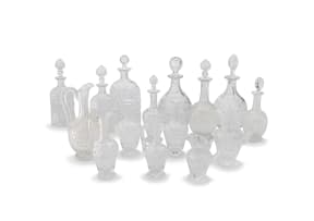 A miscellaneous group of cut-glass jugs and decanters, Webb and Webb & Corbett, 20th century