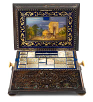 A macassar, abalone, mother-of-pearl and gilt-metal inlaid work box, 19th century