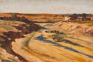 Adriaan Boshoff; Figures and Cattle in the Riverbed