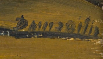 Pranas Domsaitis; Two Figures Walking in Landscape