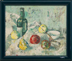 George Enslin; Still Life with Bottle and Fruit