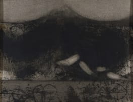 Douglas Portway; Black Abstract with Graffiti