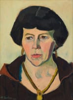 Maggie Laubser; Portrait of a Woman with Necklace and Earrings