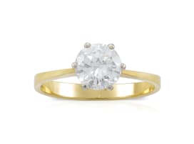 Single stone diamond and yellow gold ring