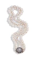 Two strand pearl and diamond necklace