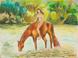 Nichola Alice Leigh; Nude on Chestnut Horse